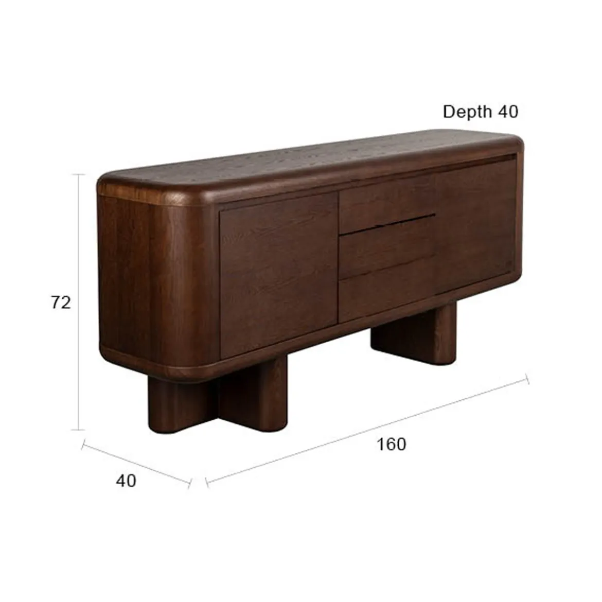 Rond vormig dressoir walnoot - Dutchbone Herman