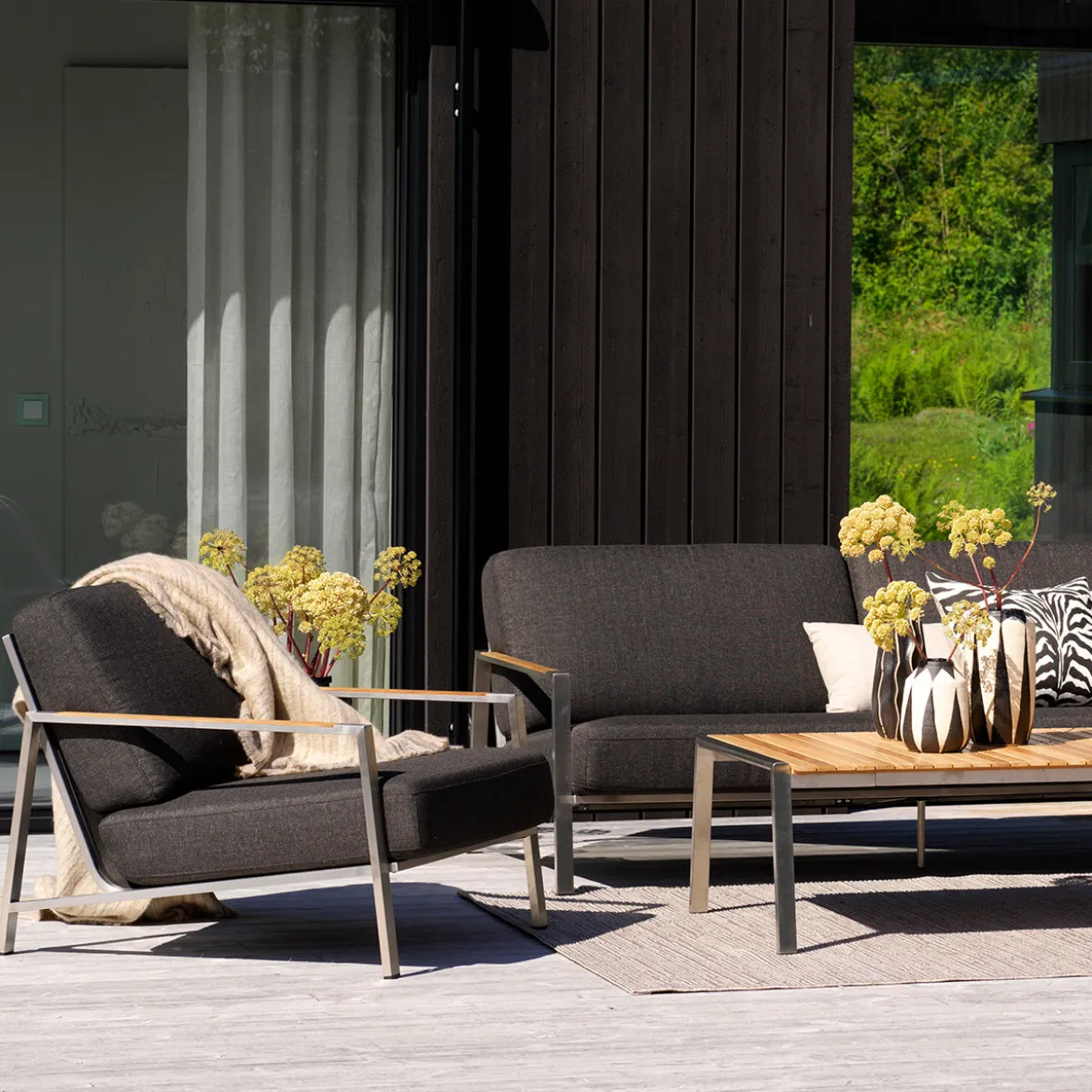RVS loungeset met all-weather kussens - Brafab Naos Set