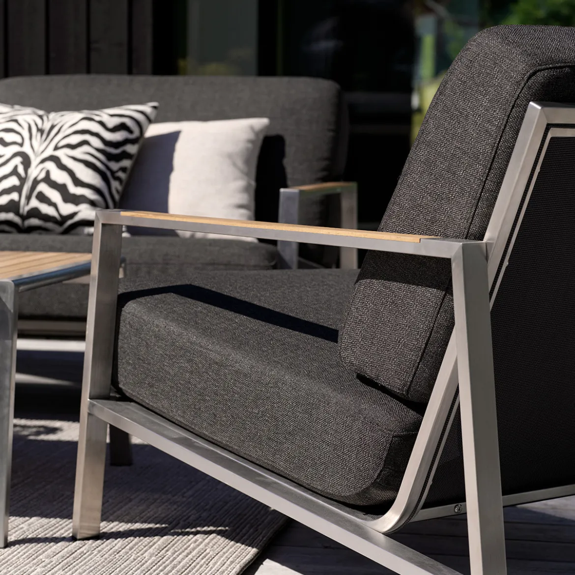 RVS loungeset met all-weather kussens - Brafab Naos Set