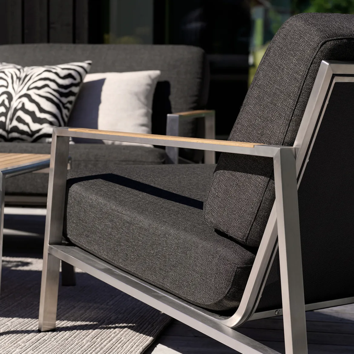 RVS tuin fauteuil met all-weather kussens - Brafab Naos