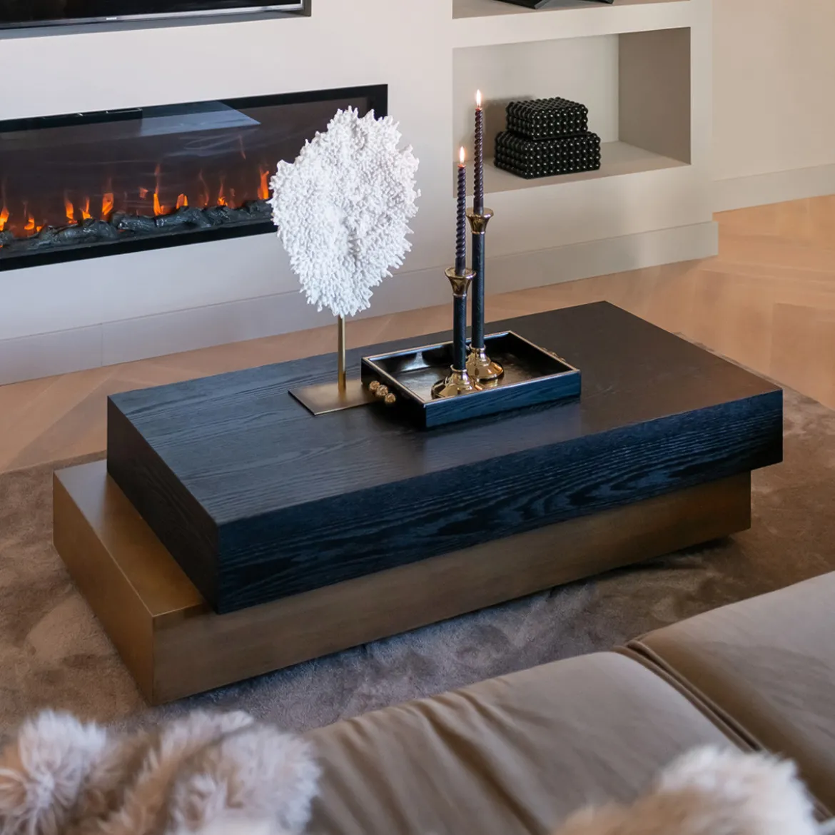 Salontafel hout en goud - Richmond Interiors Cambon