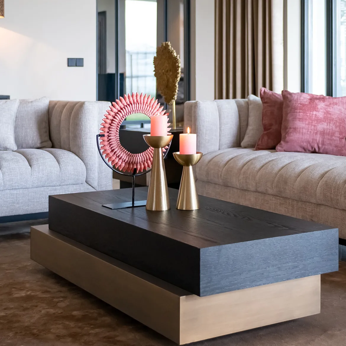 Salontafel hout en goud - Richmond Interiors Cambon