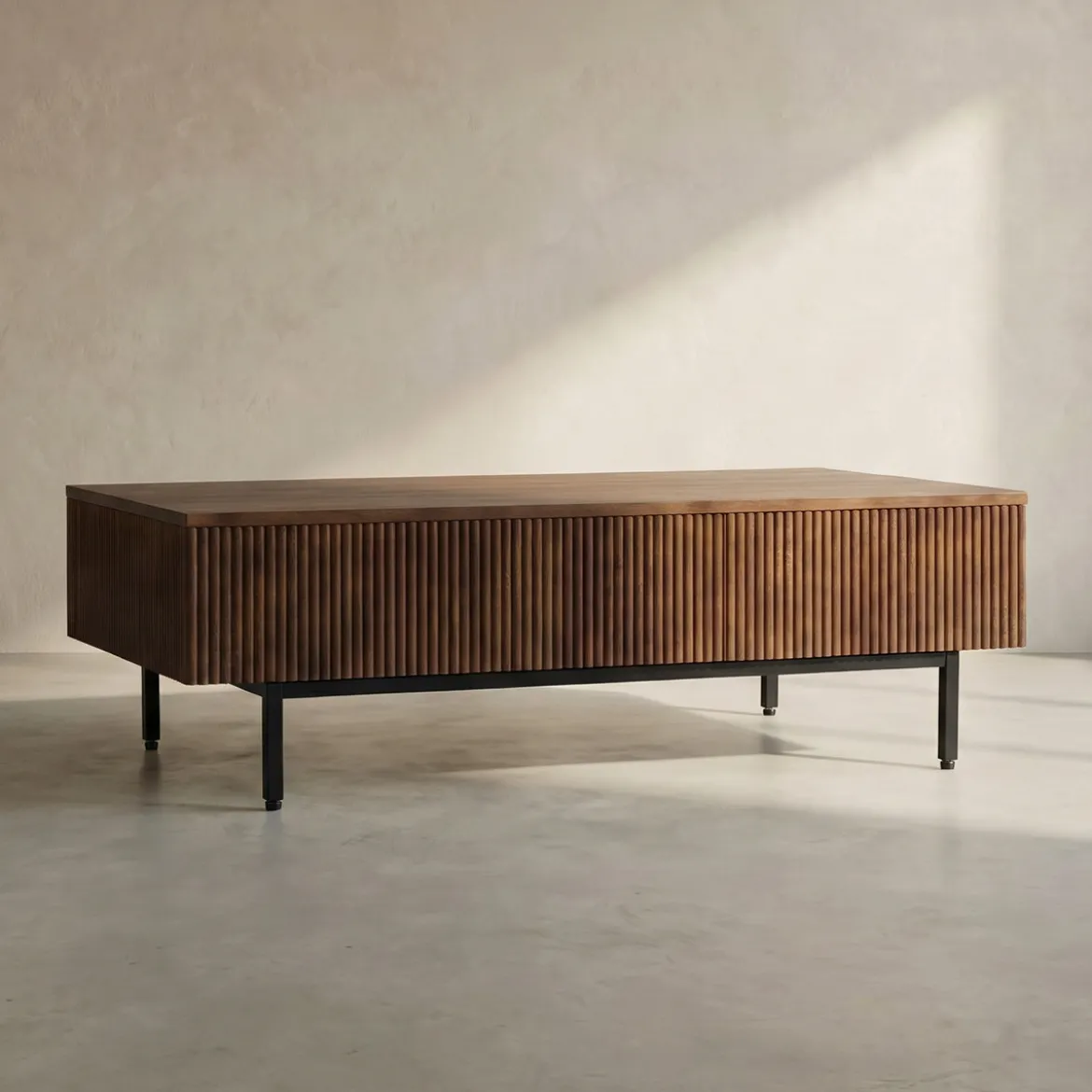 Salontafel hout met ribbels - Bodio Clark