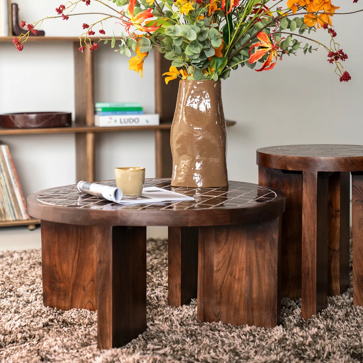 Salontafel hout met tegeltjes - By-Boo TiledUp