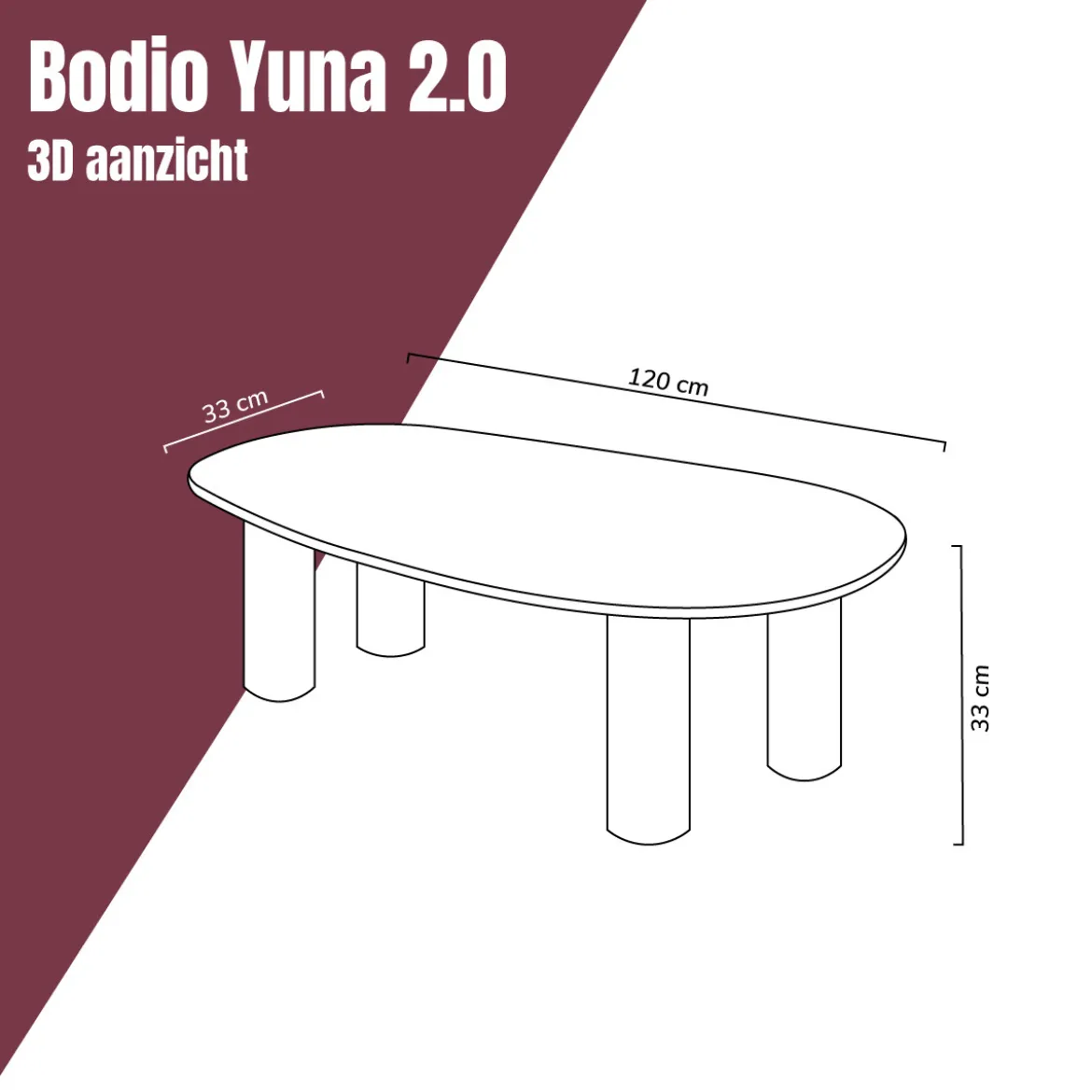 Salontafel organische vorm - Bodio Yuna 2.0