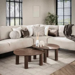 Salontafel set bruin teakhout 2-delig - Giani Maya Teak Triangle