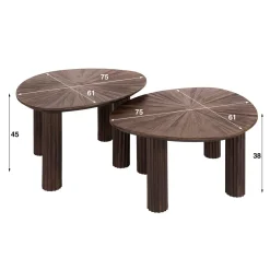 Salontafel set bruin teakhout 2-delig - Giani Maya Teak Triangle