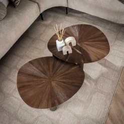 Salontafel set bruin teakhout 2-delig - Giani Maya Teak Triangle