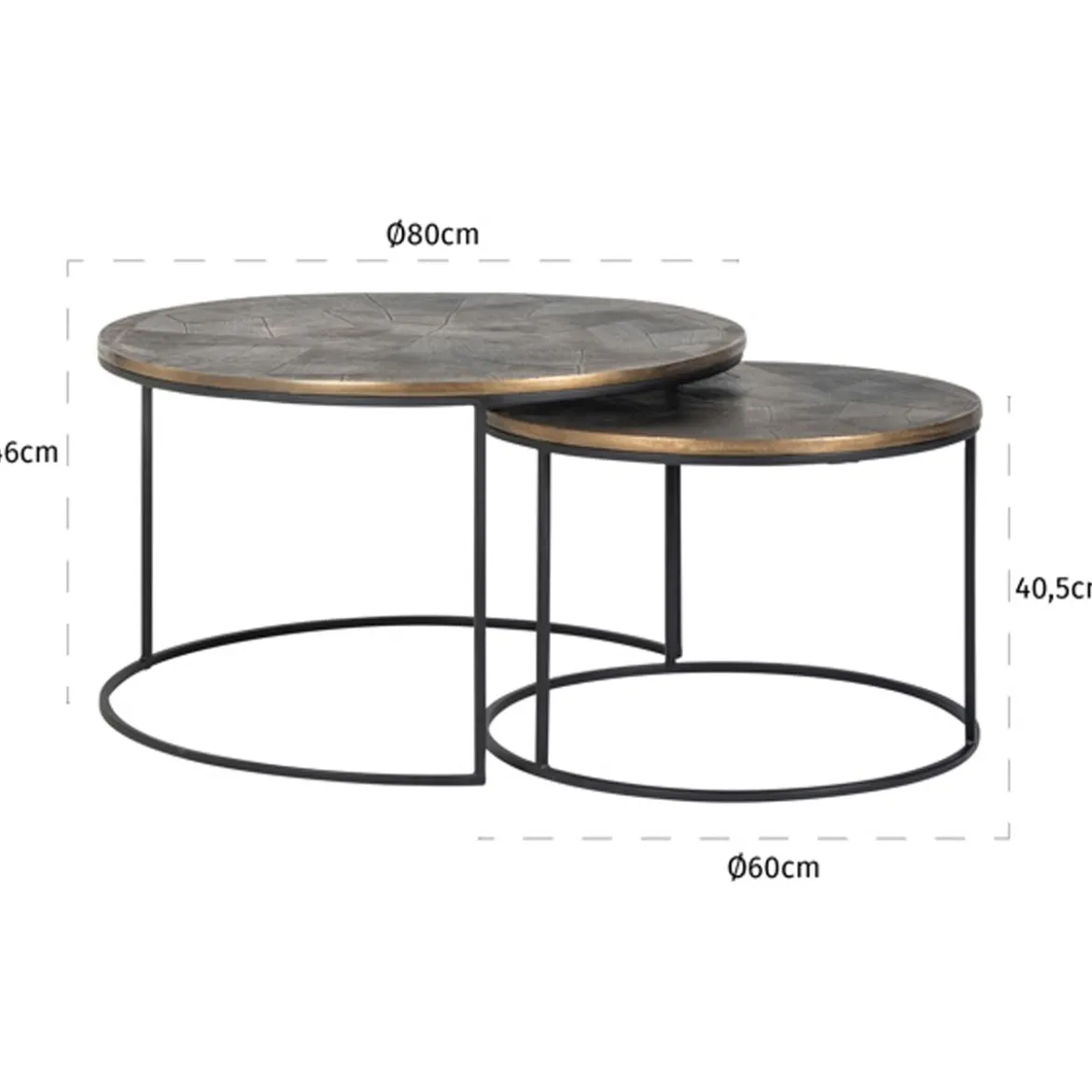 Salontafel set goud geborsteld - Richmond Interiors Tulum