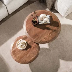 Salontafelset rond acacia bruin - Giani Rona