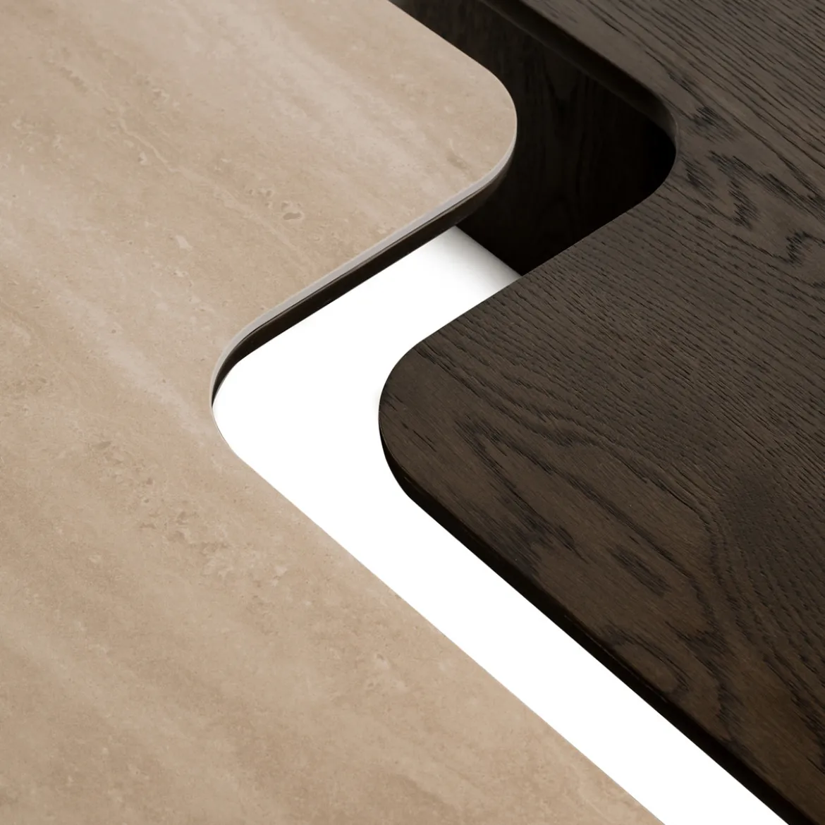 salontafelset travertine en eiken - Richmond Interiors Nando