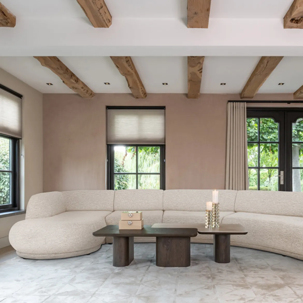 salontafelset travertine en eiken - Richmond Interiors Nando