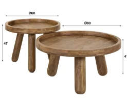 Salontafel set van 2 tripod mangohout - Giani Tripod