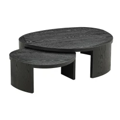 Salontafel set zwart hout organisch - Richmond Interiors Navarino