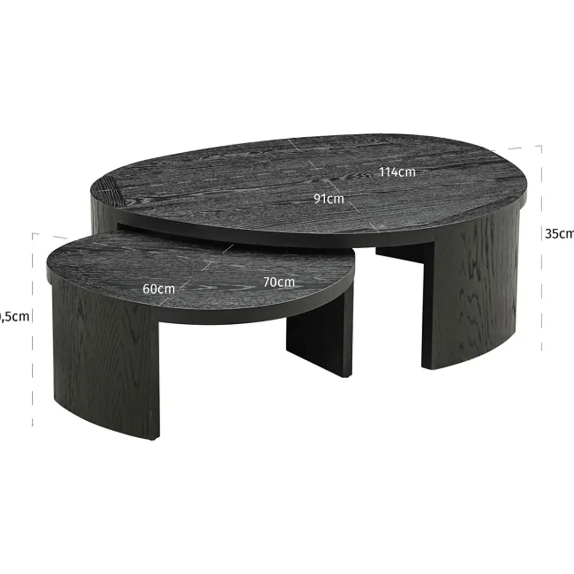 Salontafel set zwart hout organisch - Richmond Interiors Navarino