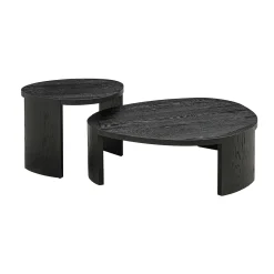 Salontafel set zwart hout organisch - Richmond Interiors Navarino
