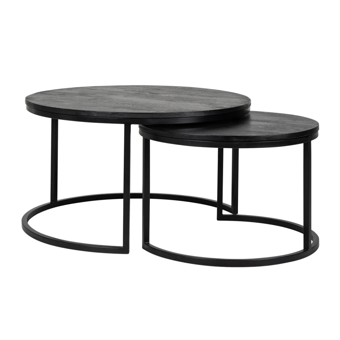 Salontafelset zwart mangohout - Richmond Interiors Catana