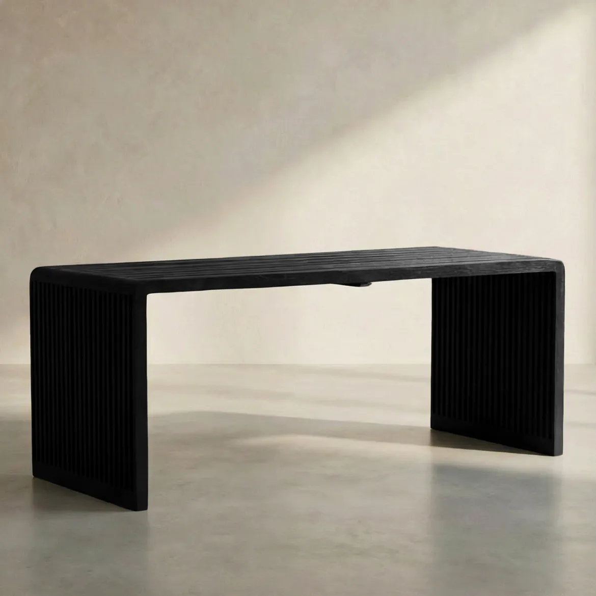 Salontafel zwarte latjes teak - Bodio Teak Slats