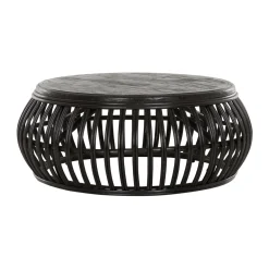 Salontafel zwart rotan rond - Must Living Positano