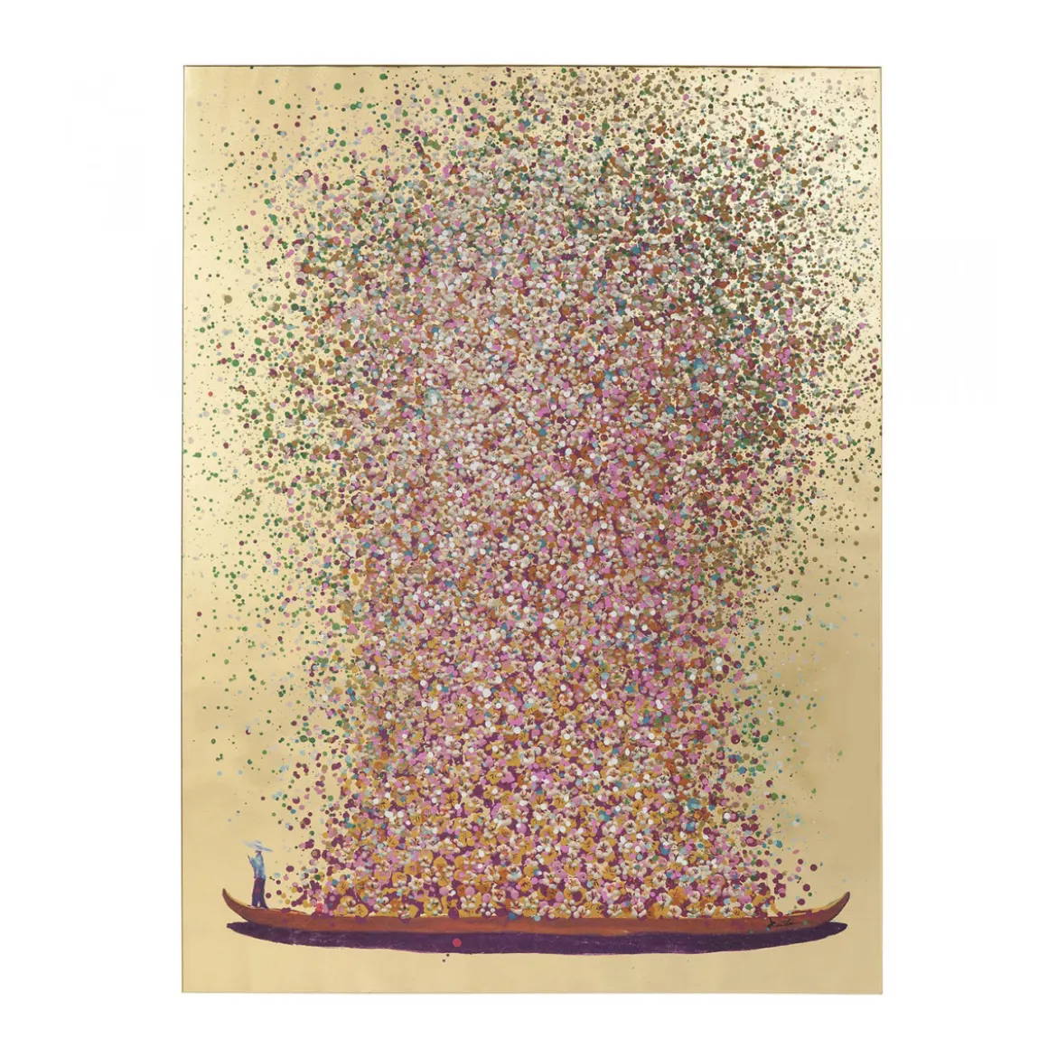 Schilderij - Kare Design Touched Flower Boat Gold Pink