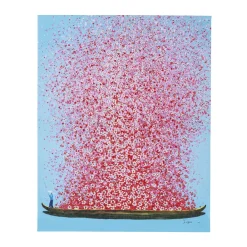 Schilderij - Kare Design Touched Flower Boat Blue Pink