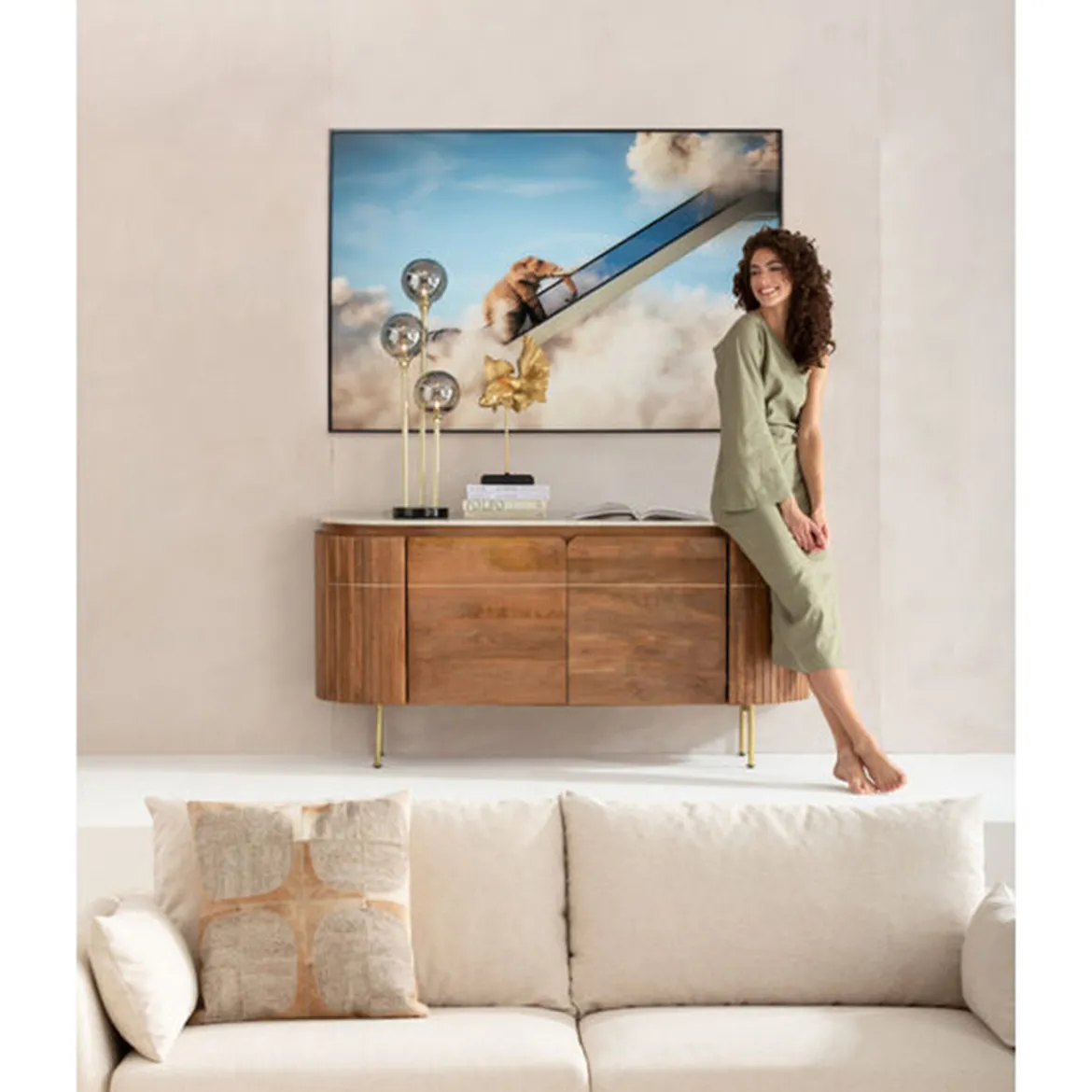 Schilderij olifant op roltrap - Kare Design Elephant in the Sky