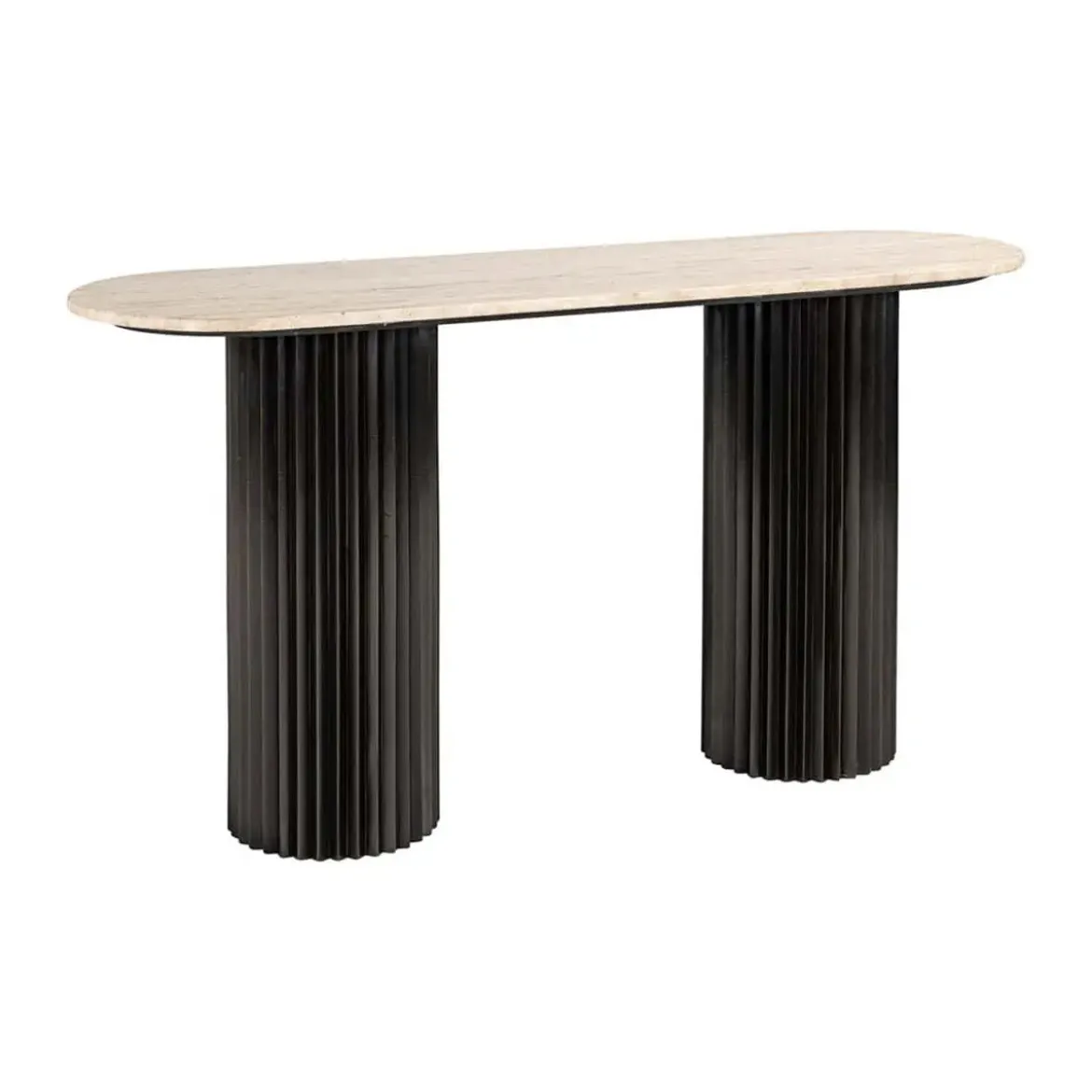 Sidetable travertin op ronde pilaren - Richmond Interiors Hampton