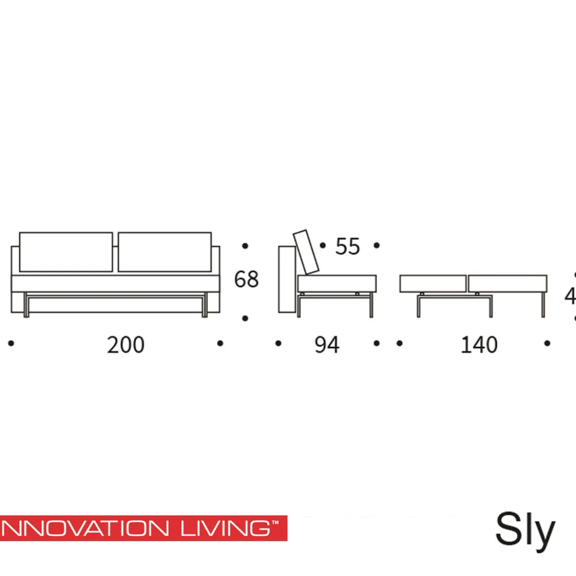 Slaapbank met eiken poten - Innovation Living Sly Wood