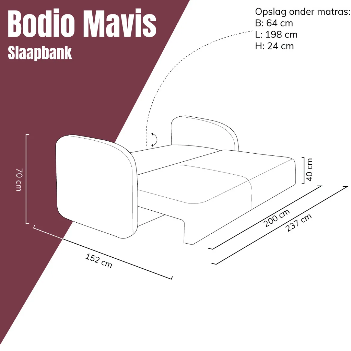 Slaapbank 2 persoons met opbergruimte samenstellen - Bodio Mavis