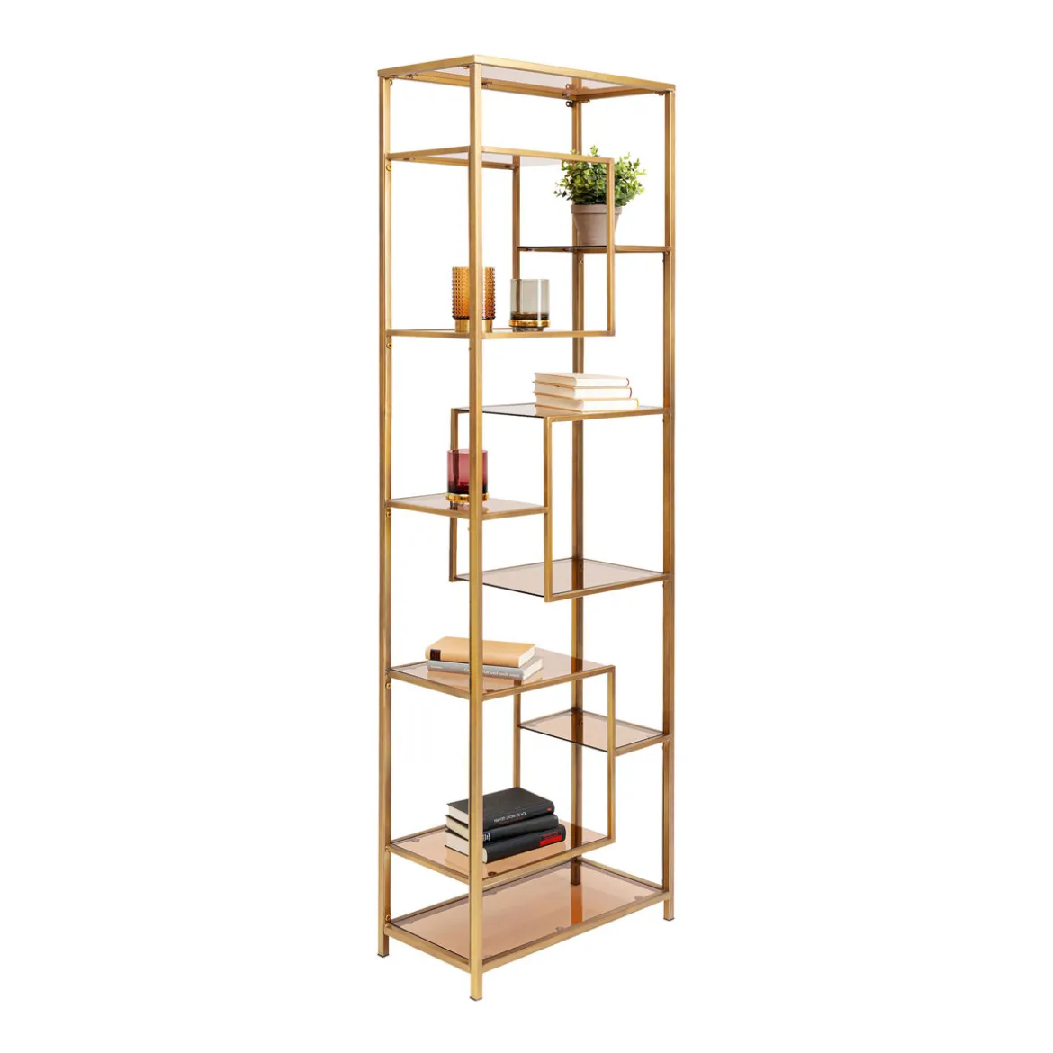 Smal hoog wandrek staal met glas - Kare Design Loft