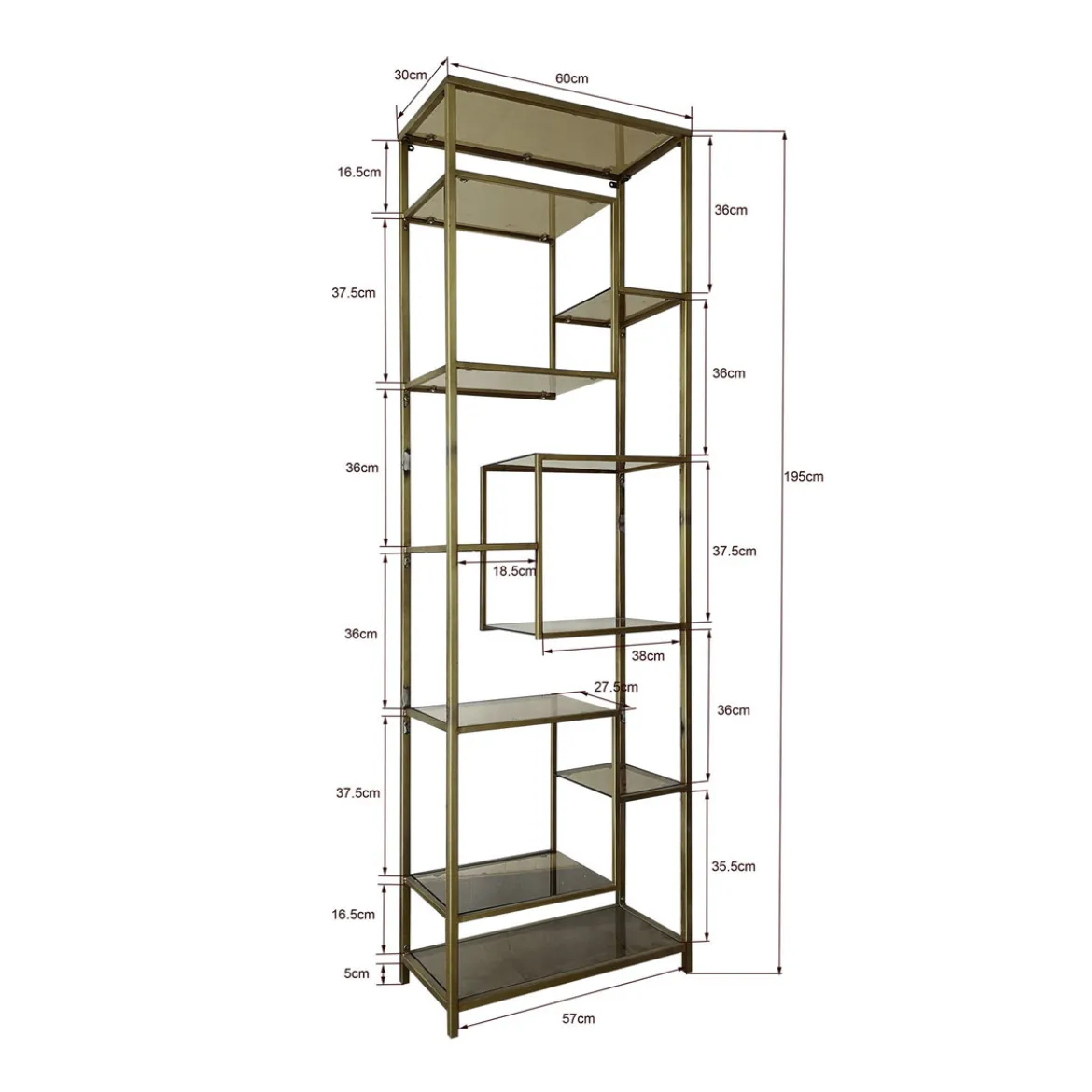 Smal hoog wandrek staal met glas - Kare Design Loft