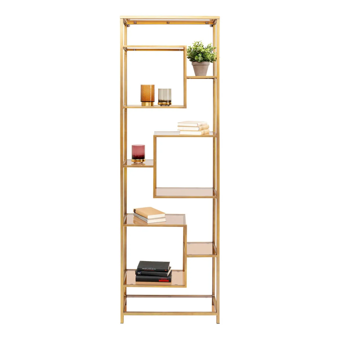Smal hoog wandrek staal met glas - Kare Design Loft