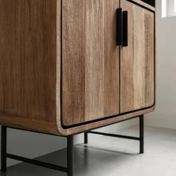 Smalle hoge vakkenkast teak - DTP Home Evo