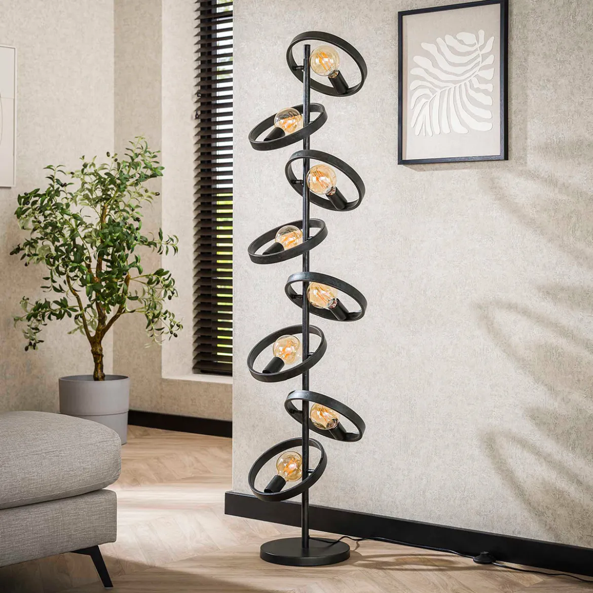 Staande lamp metalen ringen - Santa Hover