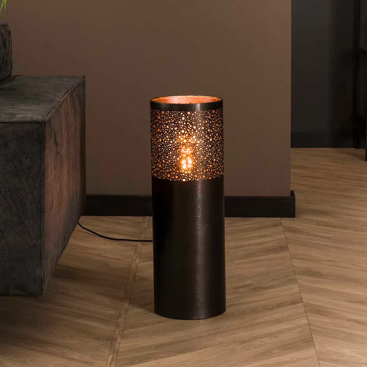 Staande lamp zwart nickel metaal 60 cm - Santa Cilinder Nickel