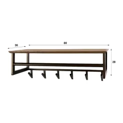 Stalen kapstok met eikenhoutlook plank - Santa Bruno