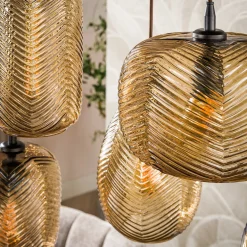 Stijlvolle hanglamp met smoke-bruin glas - Santa Chevron