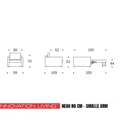 Stoel slaapbank 1-persoons - Innovation Living Neah 80 Slim Arm