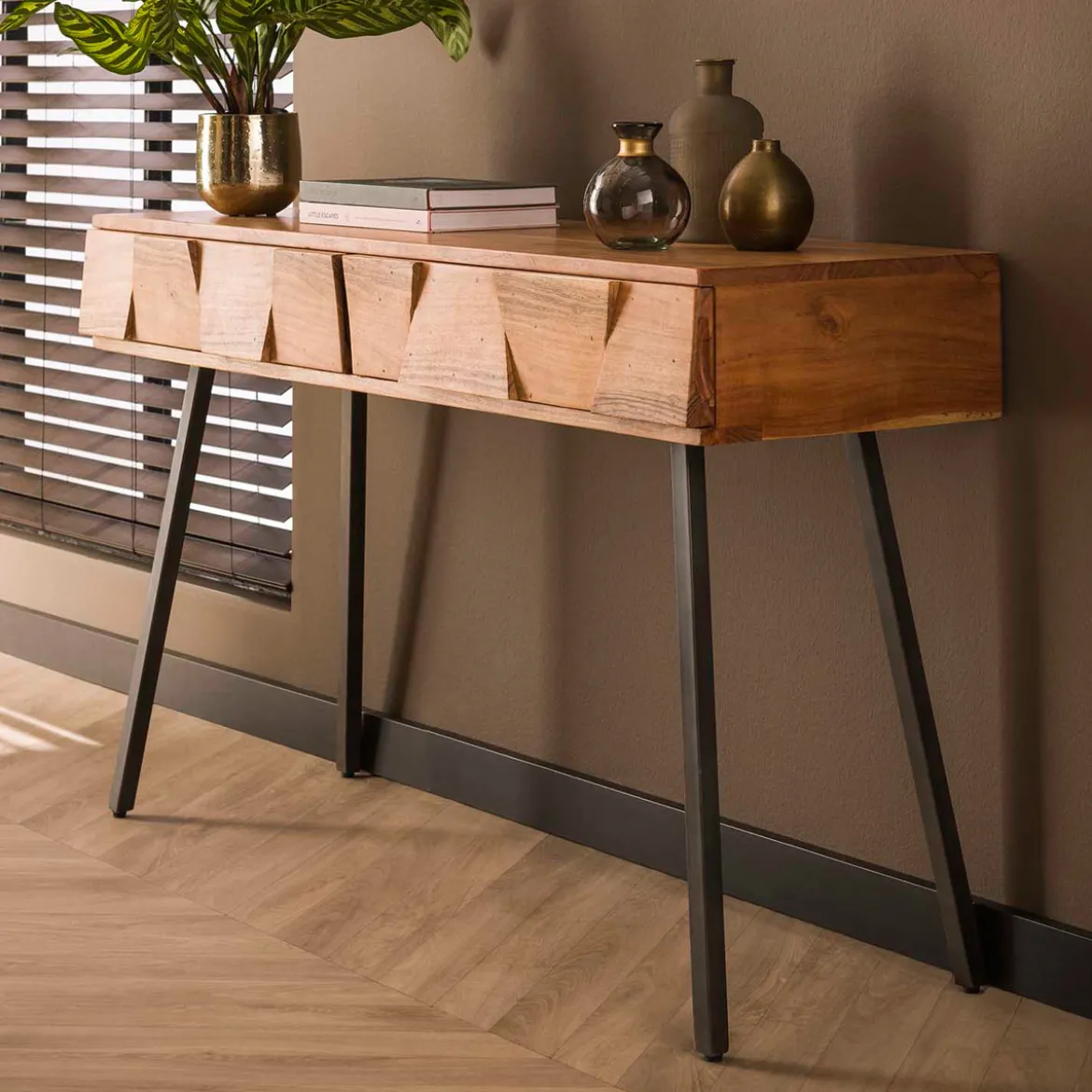 Stoer acaciahouten kaptafel - Giani Demn