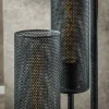 Stoere vloerlamp zwart metaal gaas - Santa Tube Mesh