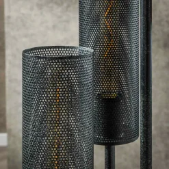 Stoere vloerlamp zwart metaal gaas - Santa Tube Mesh