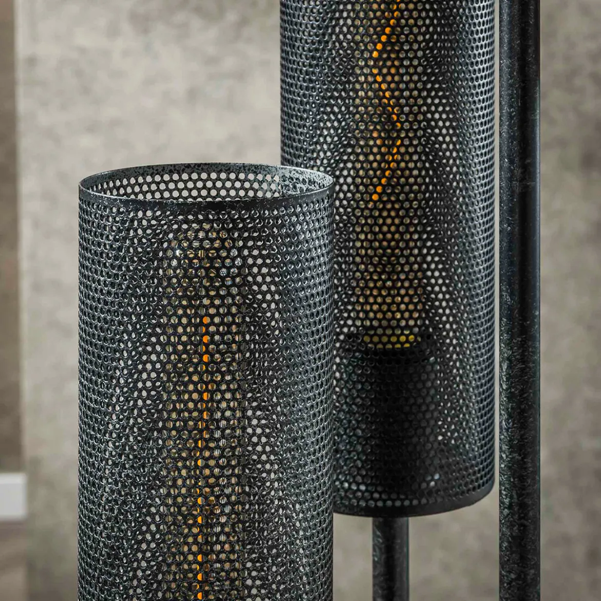 Stoere vloerlamp zwart metaal gaas - Santa Tube Mesh