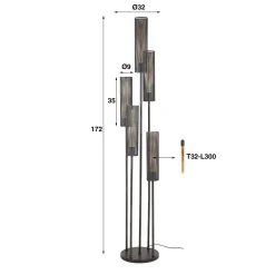 Stoere vloerlamp zwart metaal gaas - Santa Tube Mesh
