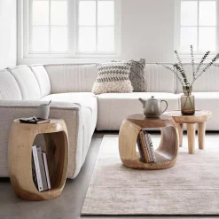 Suar hout bijzettafel rond - Must Living Plato