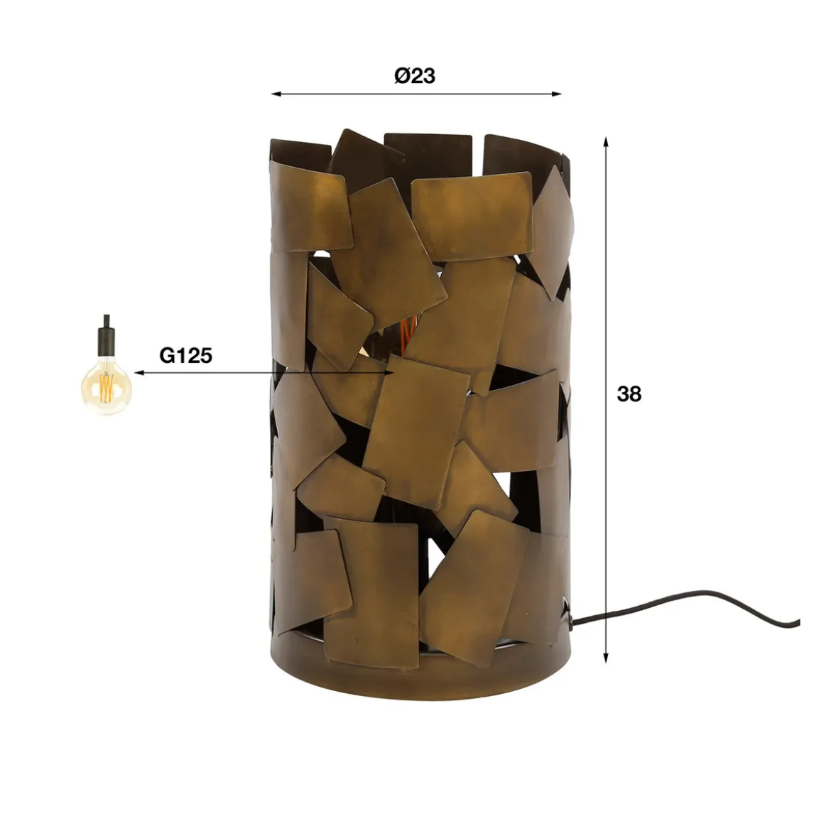 Tafellamp brons antiek - Santa Patch Cylinder