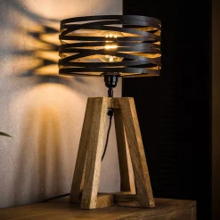 Tafellamp hout met metaal - Santa Roop Grey