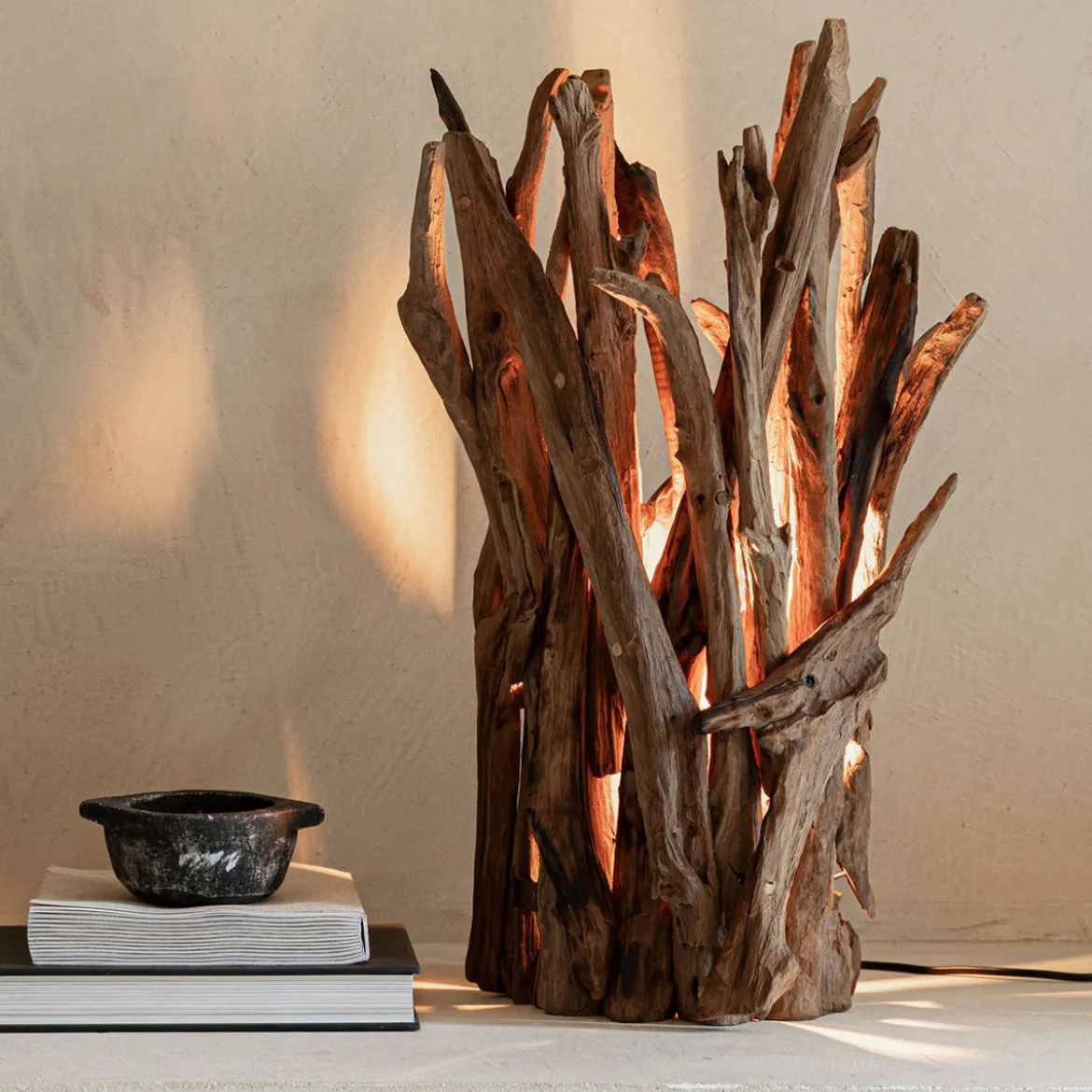 Tafellamp teak hout takken - Must Living Spot