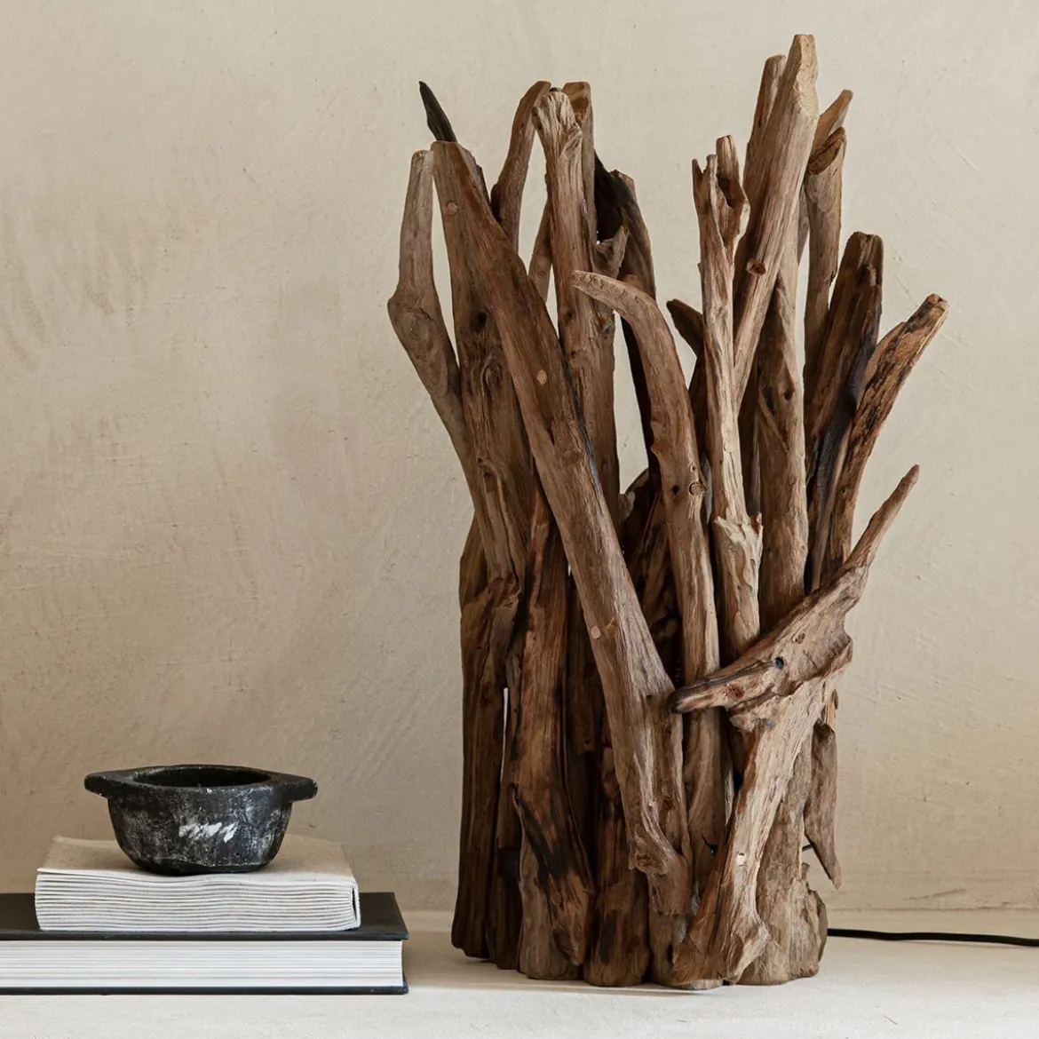 Tafellamp teak hout takken - Must Living Spot