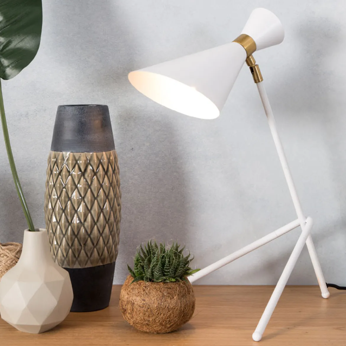 Tafellamp wit met goud - Zuiver Shady