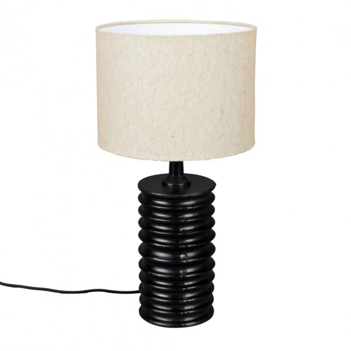Tafellamp zwart aluminium geribbeld - Dutchbone Yalu